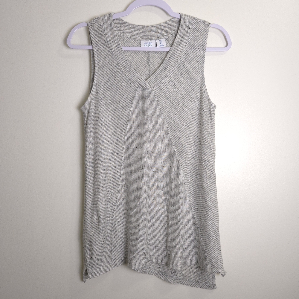 Sigrid Olsen Minimalist Linen V neck Top‎ S